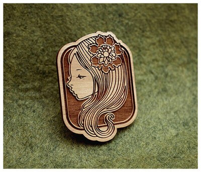 audrey kawasaki, wooden brooches